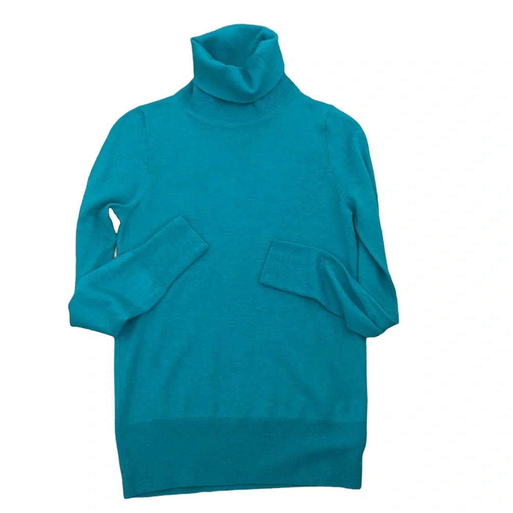 NWOT J. Crew Teal Green Merino Wool Turtleneck Sweater